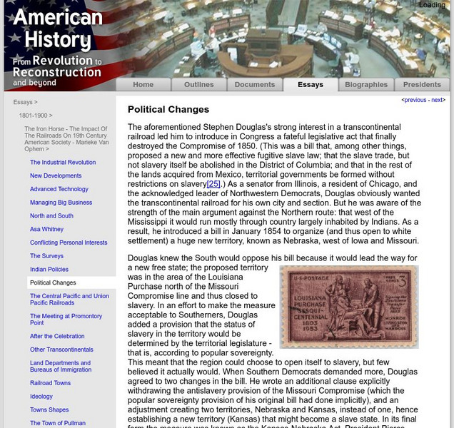 American History: Essays: The Iron Horse: Political Changes Article American History: Essays: The Iron Horse: Political Changes Article