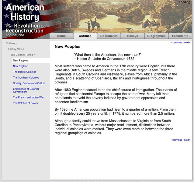 American History: Outlines: New Peoples Handout American History: Outlines: New Peoples Handout