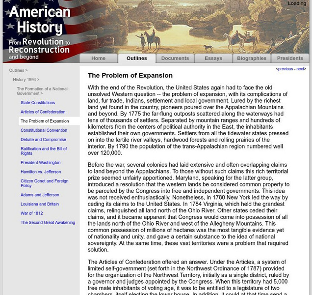 American History: Outlines: The Problem of Expansion Handout American History: Outlines: The Problem of Expansion Handout