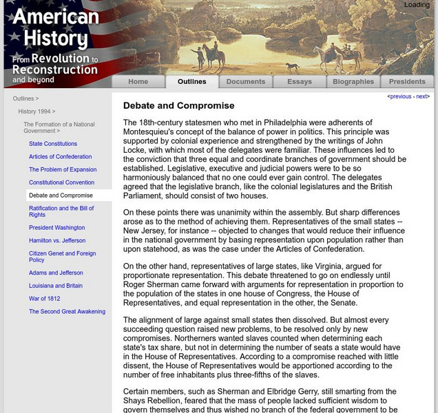 American History: Outlines: Debate and Compromise Handout American History: Outlines: Debate and Compromise Handout