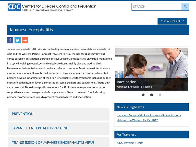 Centers for Disease Control: Japanese Encephalitis Handout