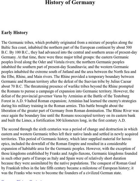 Mother Earth Travel: History of Germany Website