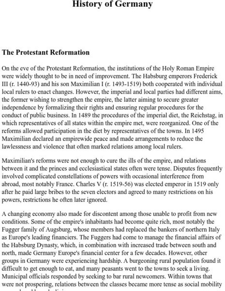 Mother Earth Travel: History of Germany: The Protestant Reformation Website Mother Earth Travel: History of Germany: The Protestant Reformation Website