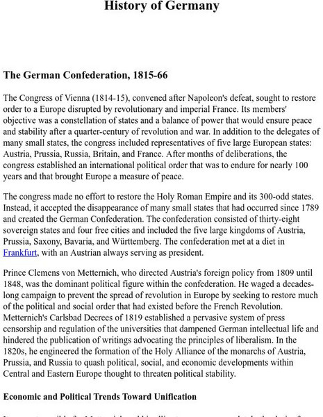 Mother Earth Travel: The German Confederation, 1815 66 Website Mother Earth Travel: The German Confederation, 1815 66 Website