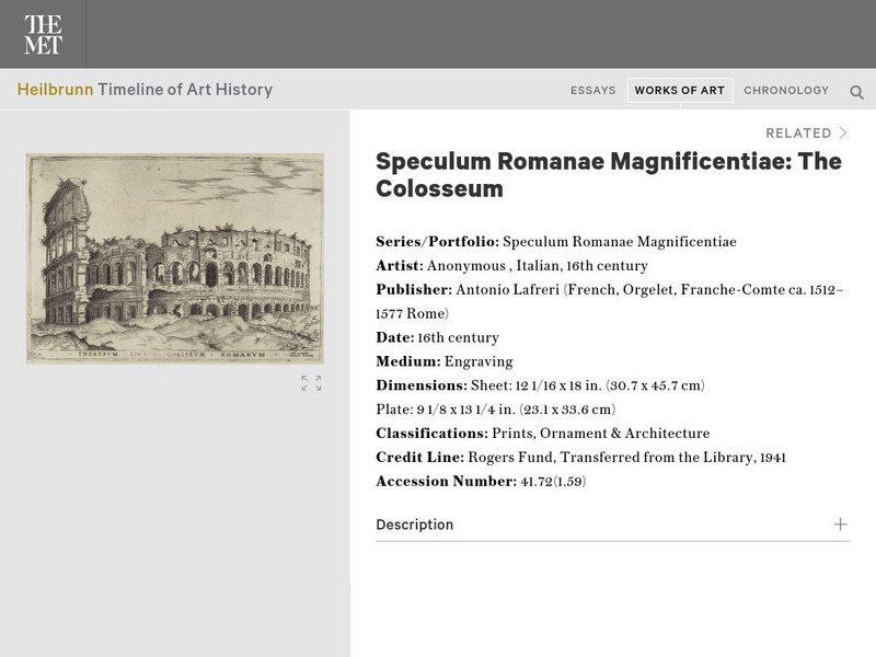 Metropolitan Museum of Art: Timeline of Art History: Colosseum Graphic Metropolitan Museum of Art: Timeline of Art History: Colosseum Graphic