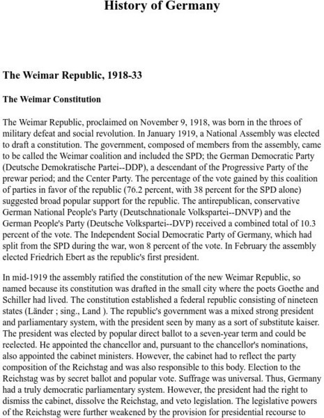 Mother Earth Travel: History of Germany: The Weimar Republic, 1918 33 Website Mother Earth Travel: History of Germany: The Weimar Republic, 1918 33 Website
