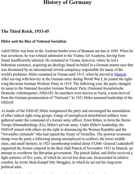 Mother Earth Travel: History of Germany: The Third Reich, 1933 45 Website Mother Earth Travel: History of Germany: The Third Reich, 1933 45 Website