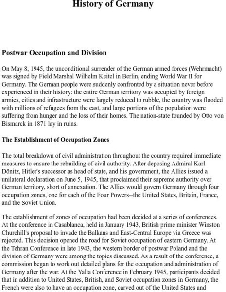 Mother Earth Travel: History of Germany: Postwar Occupation and Division Website Mother Earth Travel: History of Germany: Postwar Occupation and Division Website