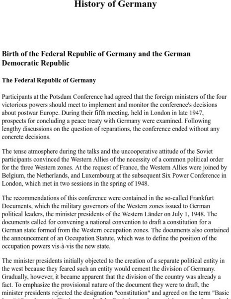 Mother Earth Travel: History of Germany: Frg and Gdr Website Mother Earth Travel: History of Germany: Frg and Gdr Website