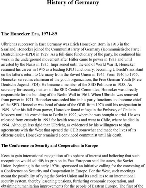Mother Earth Travel:history of Germany: The Honecker Era, 1971 89 Website Mother Earth Travel:history of Germany: The Honecker Era, 1971 89 Website
