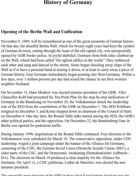 Mother Earth Travel: Opening of the Berlin Wall and Unification Website Mother Earth Travel: Opening of the Berlin Wall and Unification Website