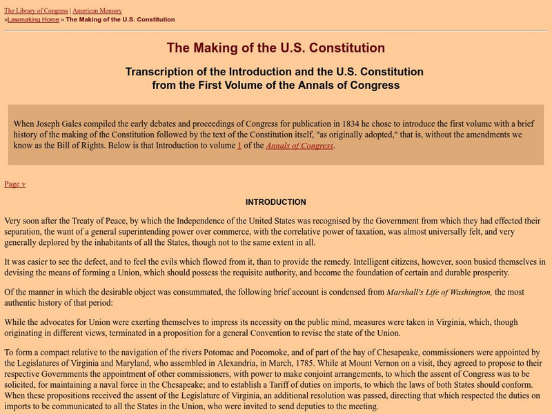 Loc: Century of Lawmaking for a New Nation: The Making of the u.s. Constitution Primary Loc: Century of Lawmaking for a New Nation: The Making of the u.s. Constitution Primary