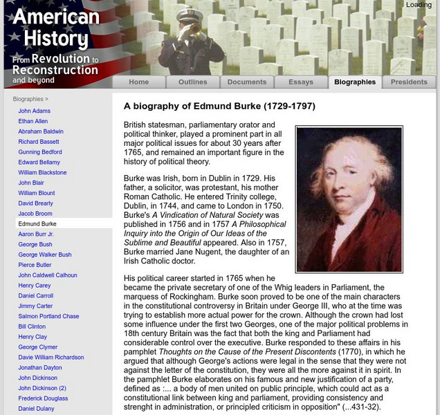 American History: Biographies: Edmund Burke (1729 1797) Handout