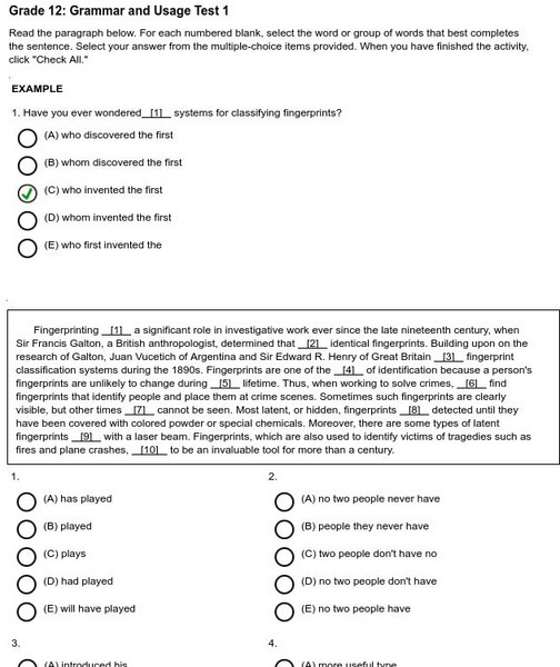 Holt, Rinehart and Winston: Grade 12: Grammar and Usage Test 1 Unknown Type Holt, Rinehart and Winston: Grade 12: Grammar and Usage Test 1 Unknown Type
