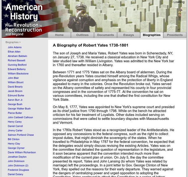 American History: Biographies: Robert Yates 1738 1801 Website American History: Biographies: Robert Yates 1738 1801 Website