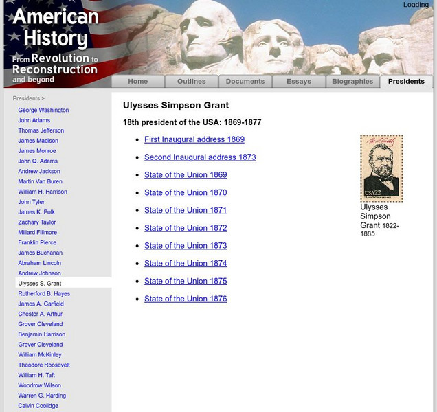 American History: Presidents: Ulysses Simpson Grant Website American History: Presidents: Ulysses Simpson Grant Website