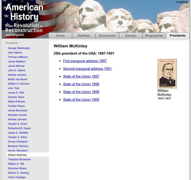 American History: Presidents: William Mc Kinley Primary American History: Presidents: William Mc Kinley Primary