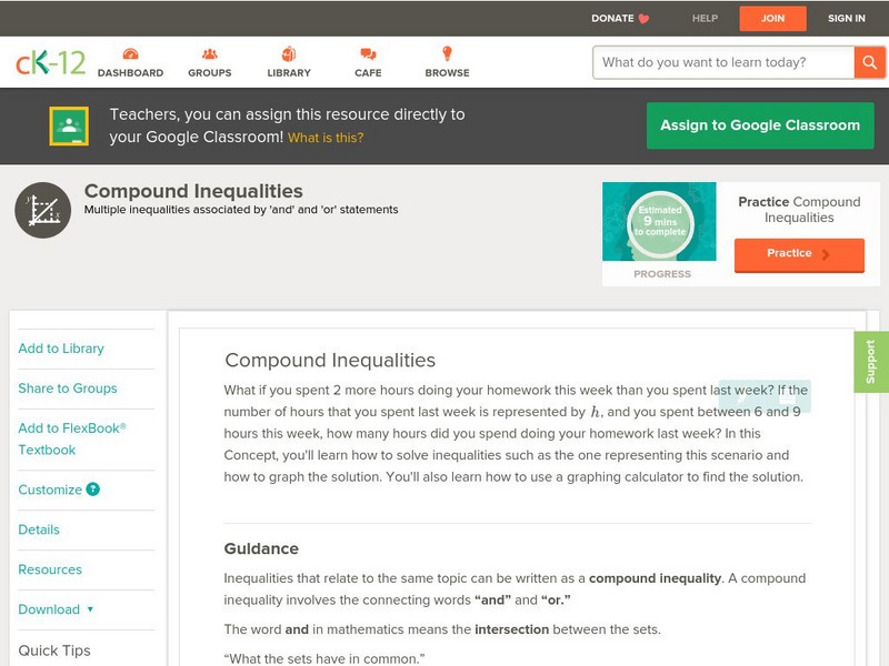 Ck 12: Algebra: Compound Inequalities Unit Plan Ck 12: Algebra: Compound Inequalities Unit Plan