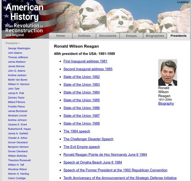 American History: Presidents: Ronald Wilson Reagan Primary American History: Presidents: Ronald Wilson Reagan Primary