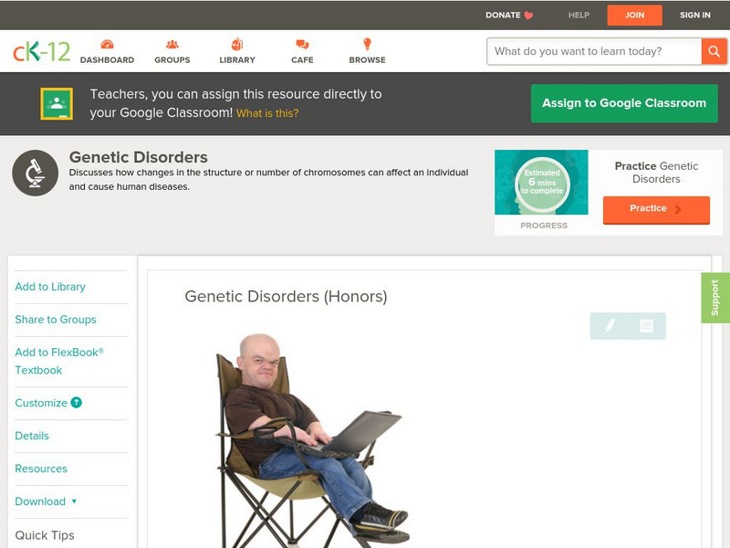 Ck 12: Biology: Genetic Disorders Unit Plan Ck 12: Biology: Genetic Disorders Unit Plan