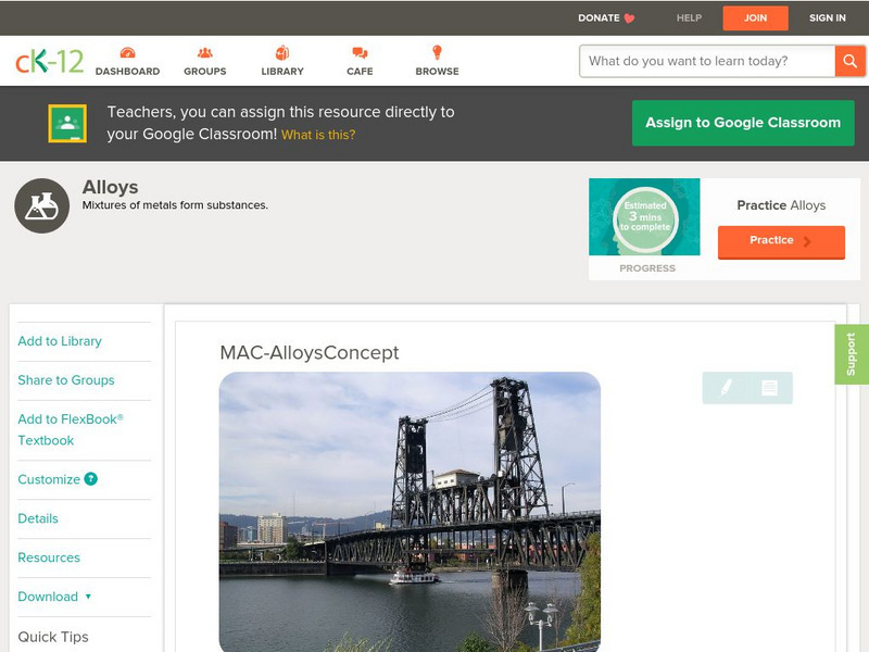 Ck 12: Chemistry: Alloys Unit Plan Ck 12: Chemistry: Alloys Unit Plan