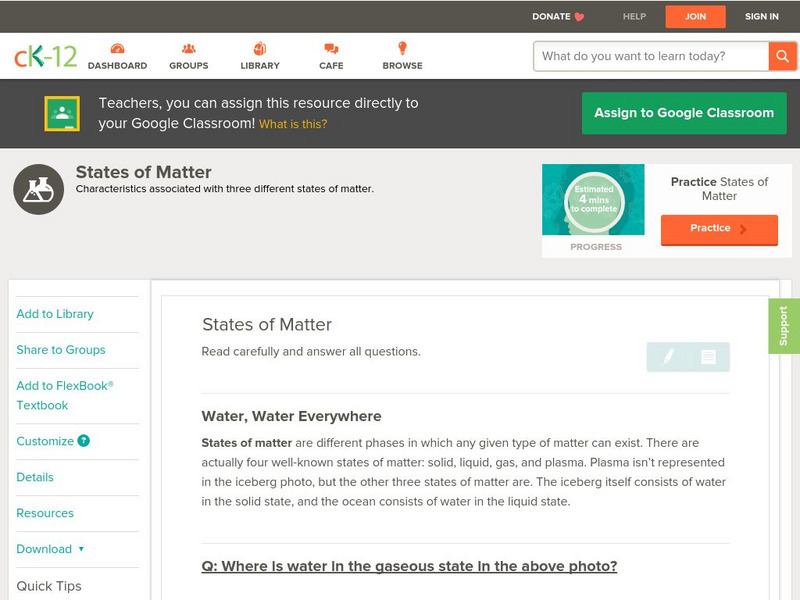 Ck 12: Chemistry: States of Matter Unit Plan Ck 12: Chemistry: States of Matter Unit Plan