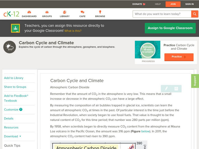 Ck 12: Earth Science: Carbon Cycle and Climate Unit Plan Ck 12: Earth Science: Carbon Cycle and Climate Unit Plan