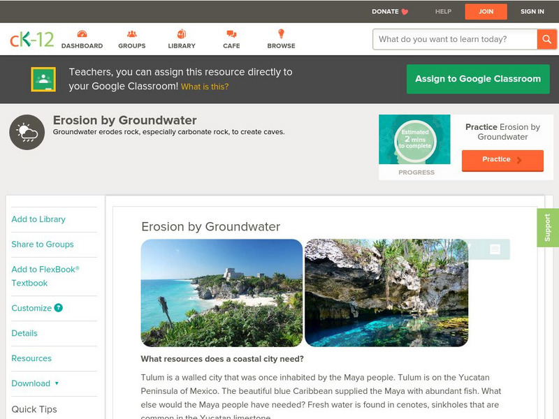 Ck 12: Earth Science: Erosion by Groundwater Unit Plan Ck 12: Earth Science: Erosion by Groundwater Unit Plan