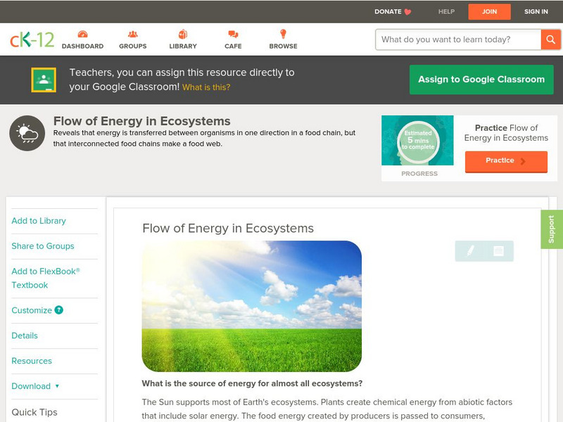 Ck 12: Earth Science: Flow of Energy in Ecosystems Unit Plan Ck 12: Earth Science: Flow of Energy in Ecosystems Unit Plan