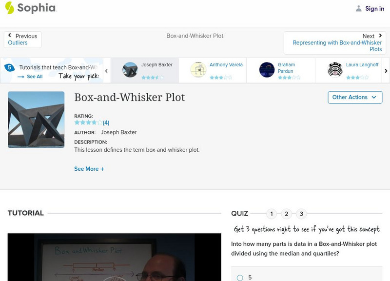 Sophia: Box and Whisker Plot Instructional Video Sophia: Box and Whisker Plot Instructional Video