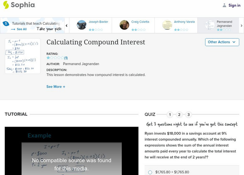 Sophia: Calculating Compound Interest Instructional Video Sophia: Calculating Compound Interest Instructional Video