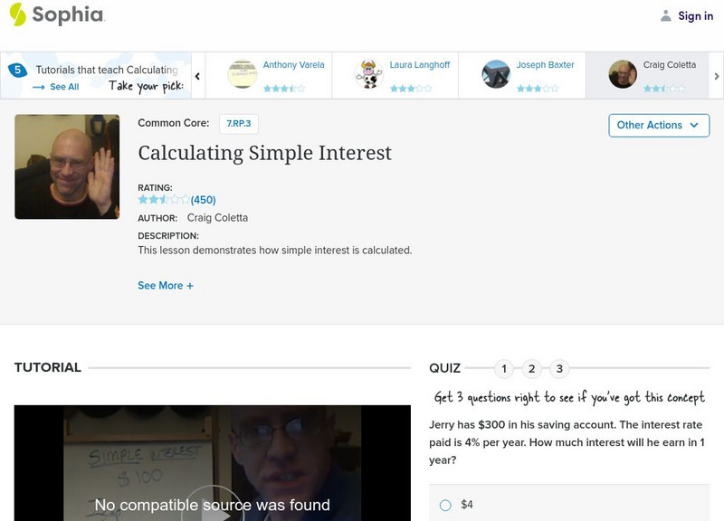 Sophia: Calculating Simple Interest Instructional Video Sophia: Calculating Simple Interest Instructional Video