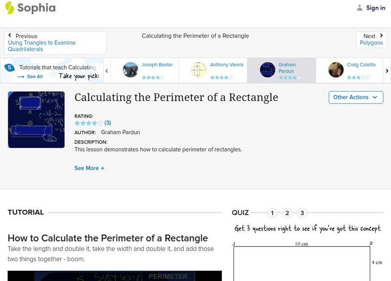 Sophia: Calculating the Perimeter of a Rectangle Instructional Video Sophia: Calculating the Perimeter of a Rectangle Instructional Video