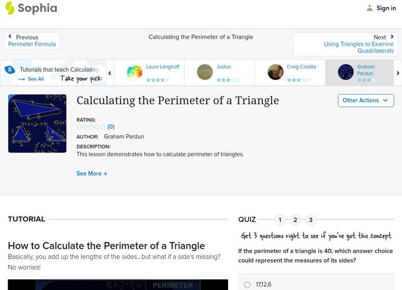 Sophia: Calculating the Perimeter of a Triangle Instructional Video Sophia: Calculating the Perimeter of a Triangle Instructional Video