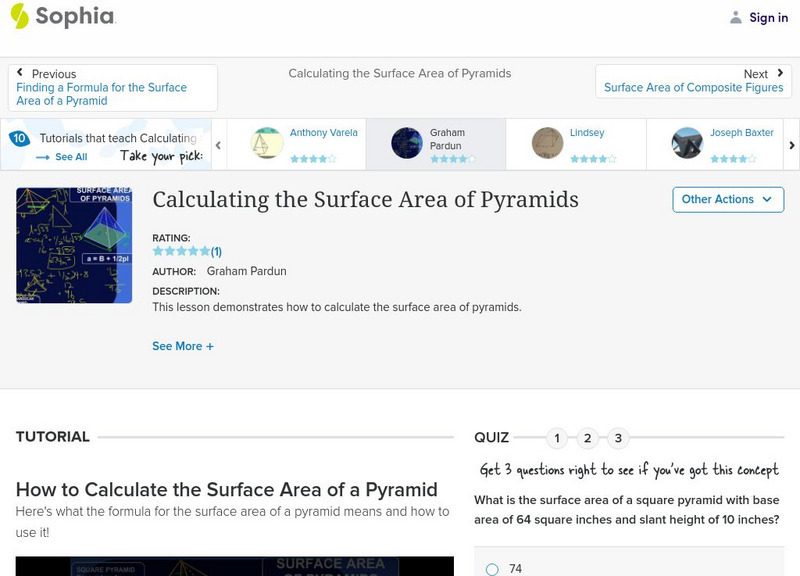 Sophia: Calculating the Surface Area of Pyramids Unit Plan Sophia: Calculating the Surface Area of Pyramids Unit Plan