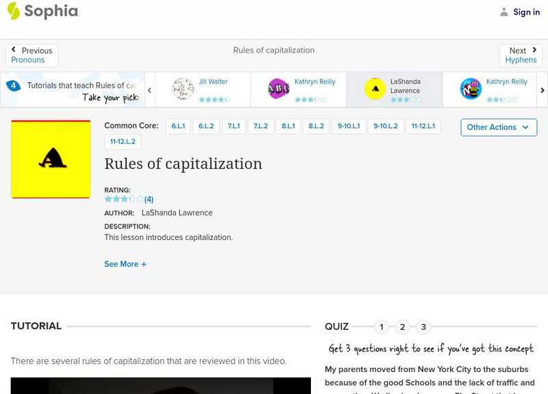 Sophia: Rules for Capitalization Unit Plan