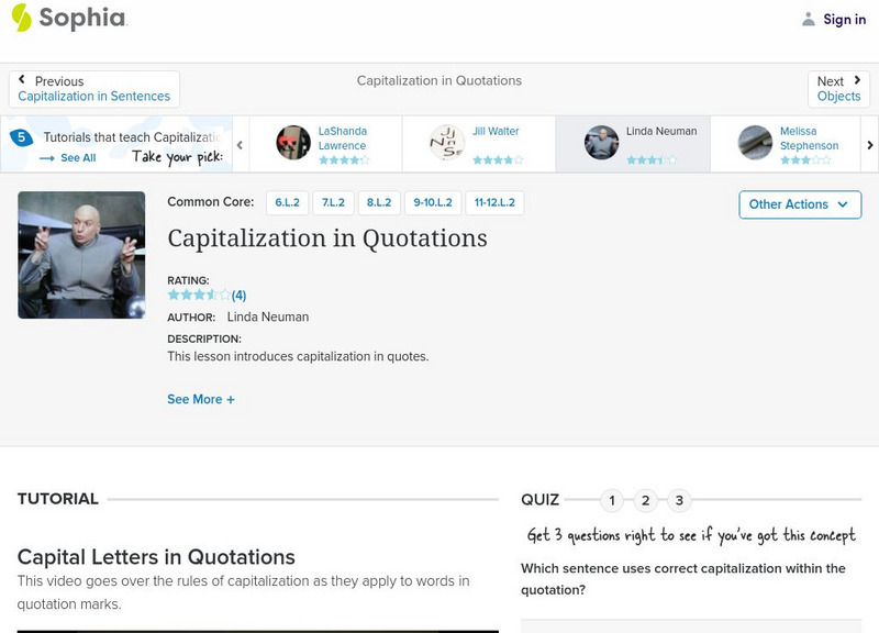 Sophia: Capitalization in Quotations Unit Plan Sophia: Capitalization in Quotations Unit Plan