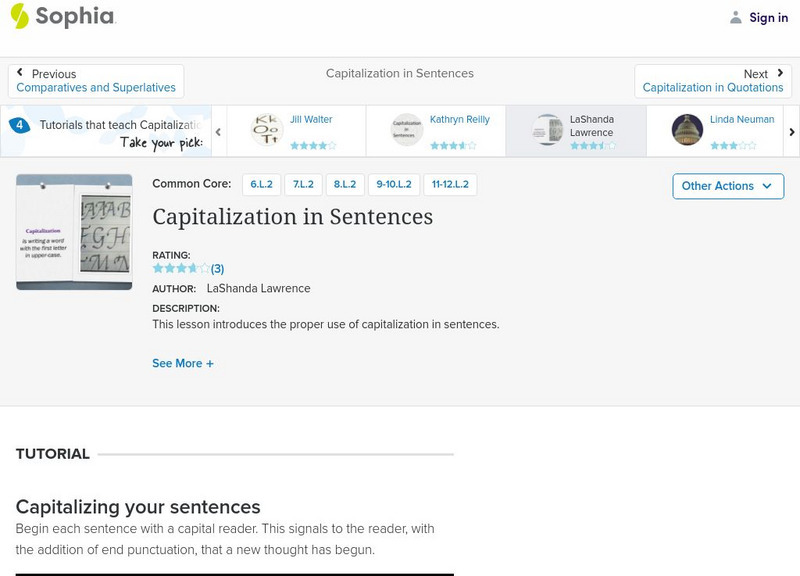 Sophia: Capitalization in Sentences Unit Plan Sophia: Capitalization in Sentences Unit Plan