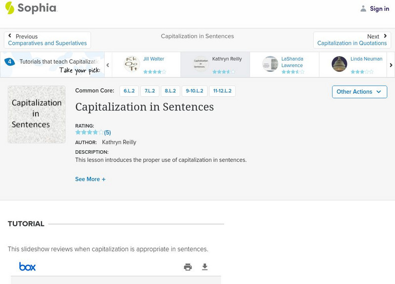 Sophia: Capitalization in Sentences Unit Plan