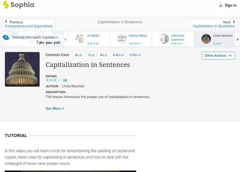 Sophia: Capitalization in Sentences Unit Plan Sophia: Capitalization in Sentences Unit Plan