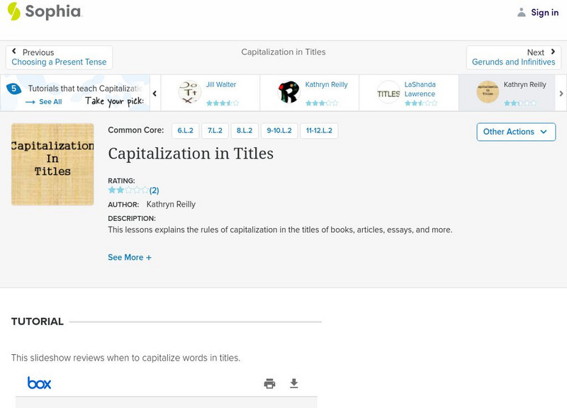 Sophia: Capitalization in Titles Unit Plan