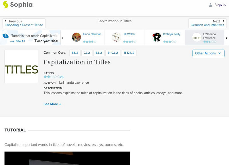 Sophia: Capitalization in Titles Unit Plan Sophia: Capitalization in Titles Unit Plan