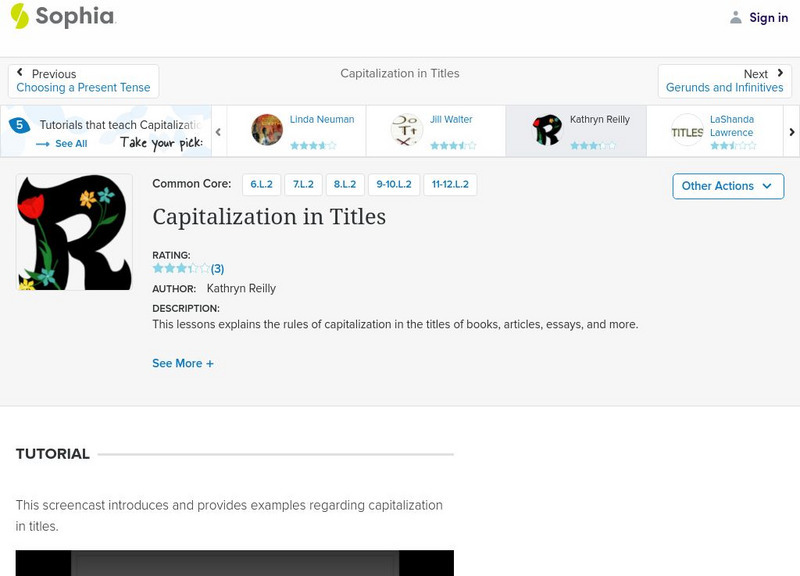 Sophia: Capitalization in Titles Unit Plan