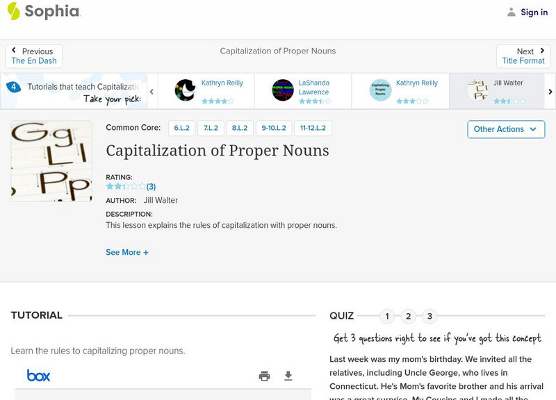 Sophia: Capitalization of Proper Nouns Unit Plan Sophia: Capitalization of Proper Nouns Unit Plan
