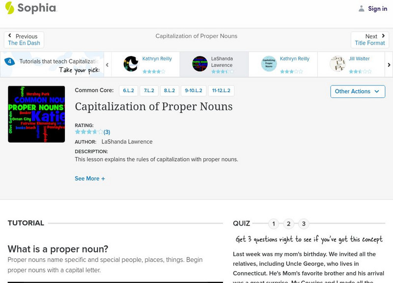 Sophia: Capitalization of Proper Nouns Unit Plan Sophia: Capitalization of Proper Nouns Unit Plan