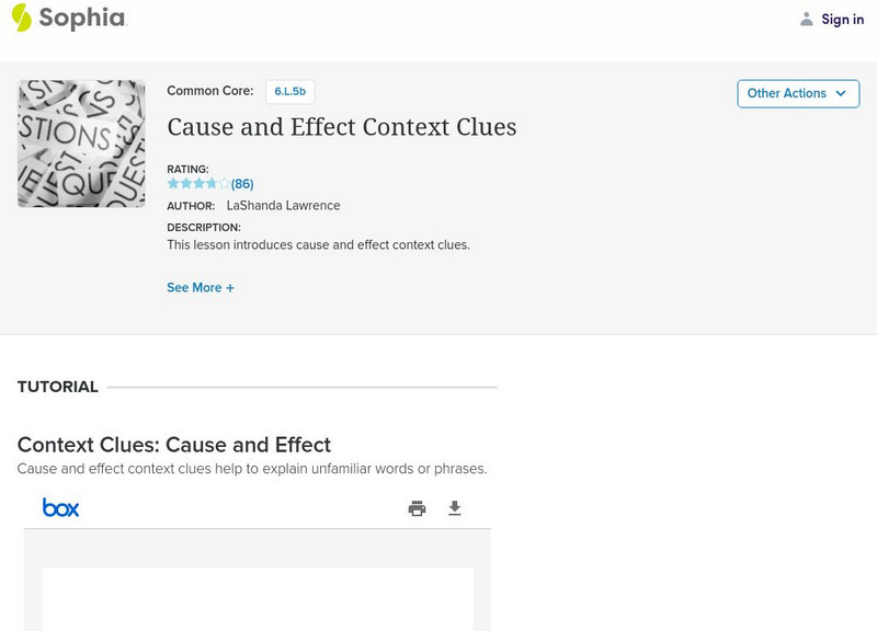 Sophia: Cause and Effect Context Clues PPT Sophia: Cause and Effect Context Clues PPT