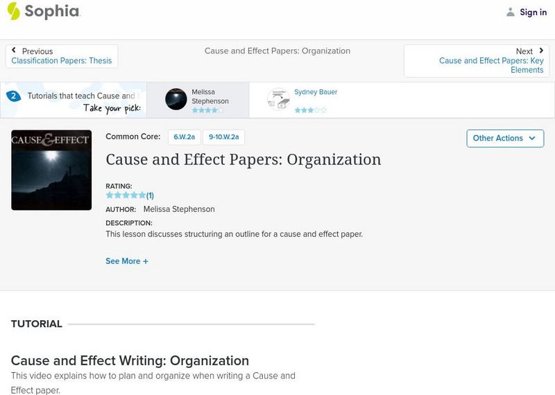 Sophia: Cause and Effect Papers: Organization Website Sophia: Cause and Effect Papers: Organization Website