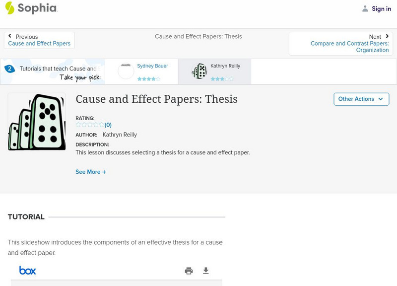 Sophia: Cause and Effect Papers: Thesis PPT Sophia: Cause and Effect Papers: Thesis PPT
