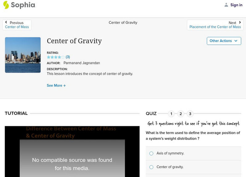 Sophia: Center of Gravity Instructional Video