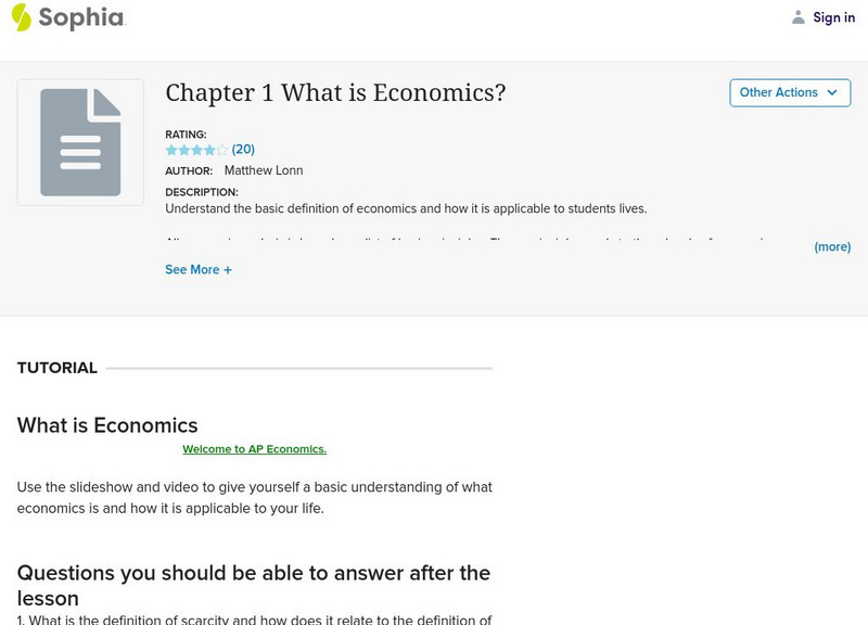 Sophia: What Is Economics? Instructional Video Sophia: What Is Economics? Instructional Video